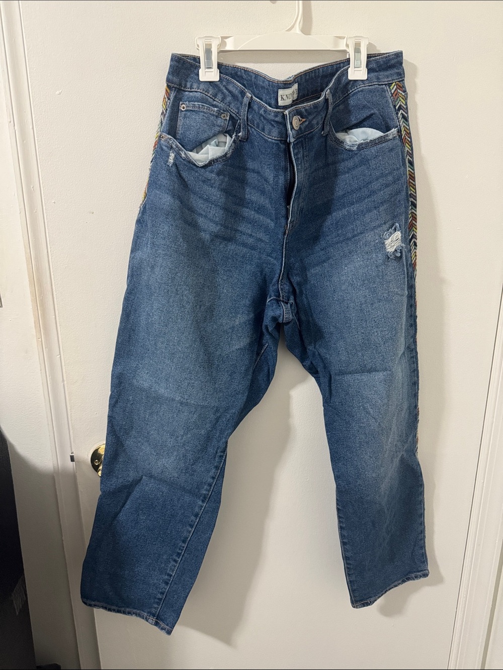 KNOX ROSE Straight Leg Rainbow Hem Jeans